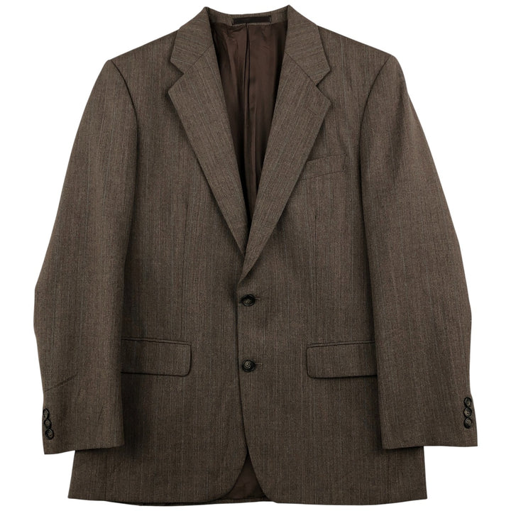St. Michael MARKS and SPENCER Striped Polyester and Wool Tailored Jacket, Made in the UK, Men's Size M polyester brown type Vintage Second Hand
