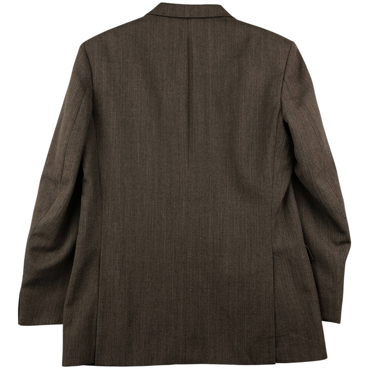St. Michael MARKS and SPENCER Striped Polyester and Wool Tailored Jacket, Made in the UK, Men's Size M polyester brown type Vintage Second Hand