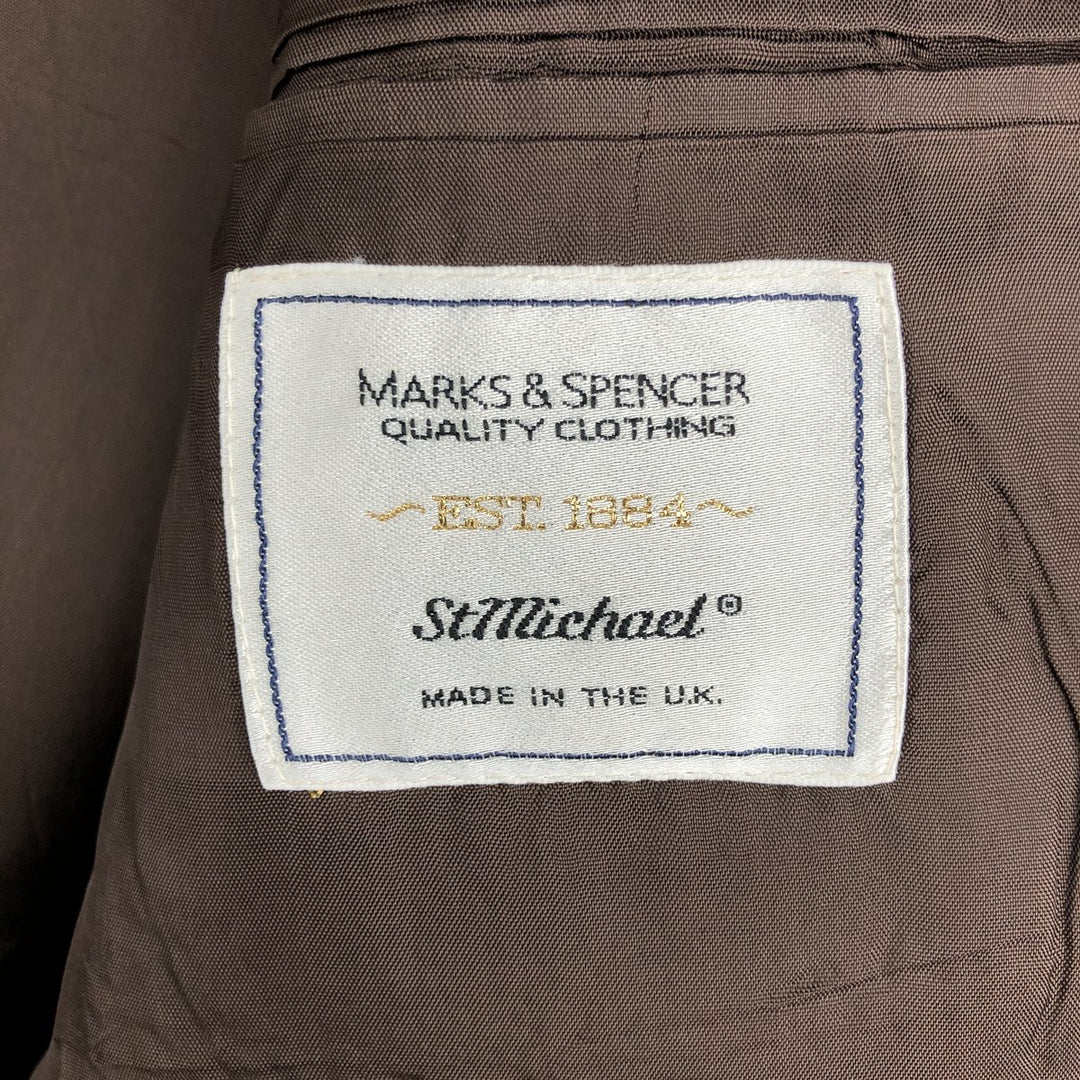 St. Michael MARKS and SPENCER Striped Polyester and Wool Tailored Jacket, Made in the UK, Men's Size M polyester brown type Vintage Second Hand