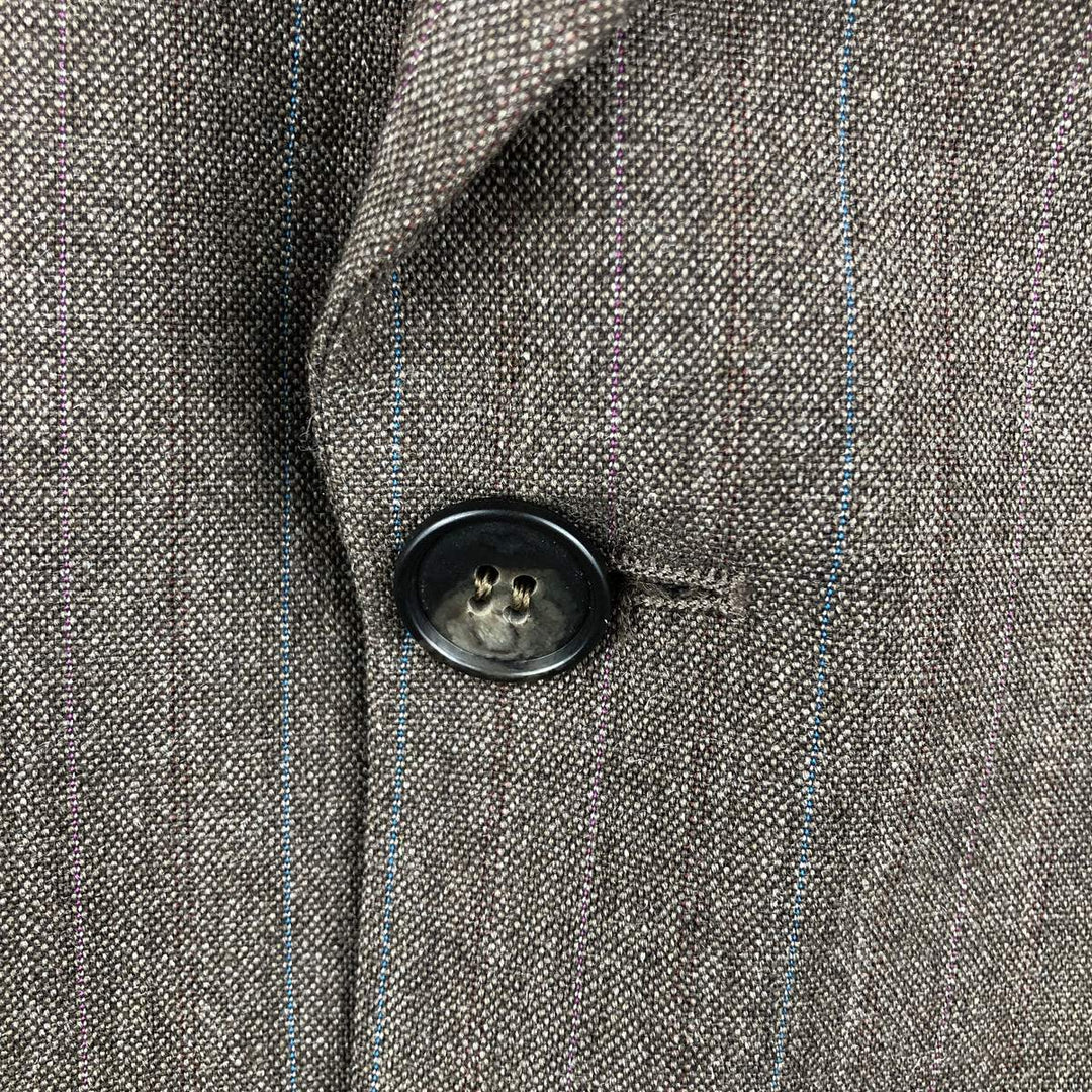 St. Michael MARKS and SPENCER Striped Polyester and Wool Tailored Jacket, Made in the UK, Men's Size M polyester brown type Vintage Second Hand