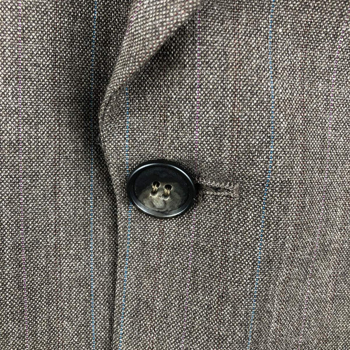 St. Michael MARKS and SPENCER Striped Polyester and Wool Tailored Jacket, Made in the UK, Men's Size M polyester brown type Vintage Second Hand