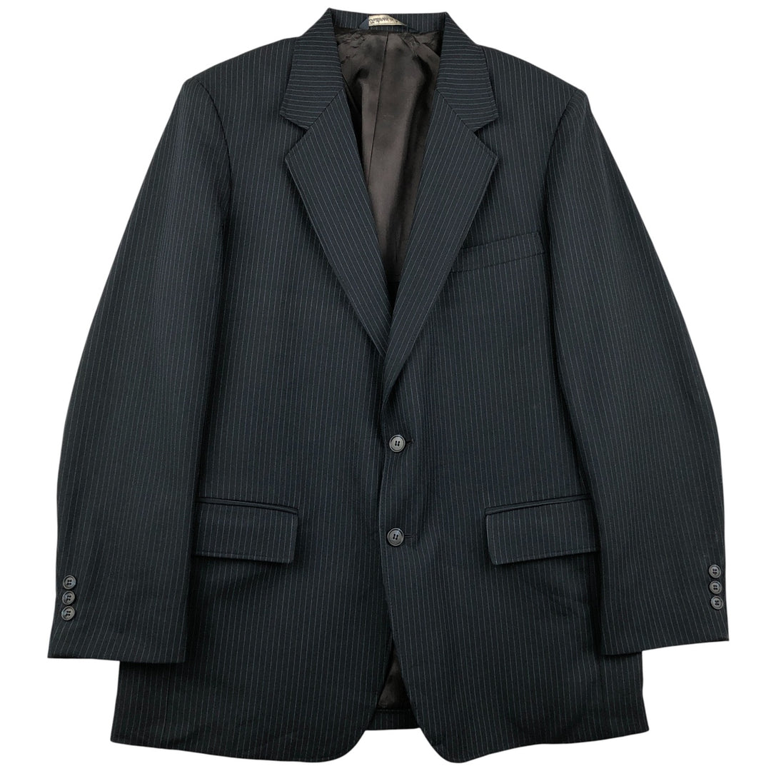 Classic Collection Stripe Pattern Tailored Jacket, Made in USA, Men's Size Medium polyester navy blue type Vintage Second Hand