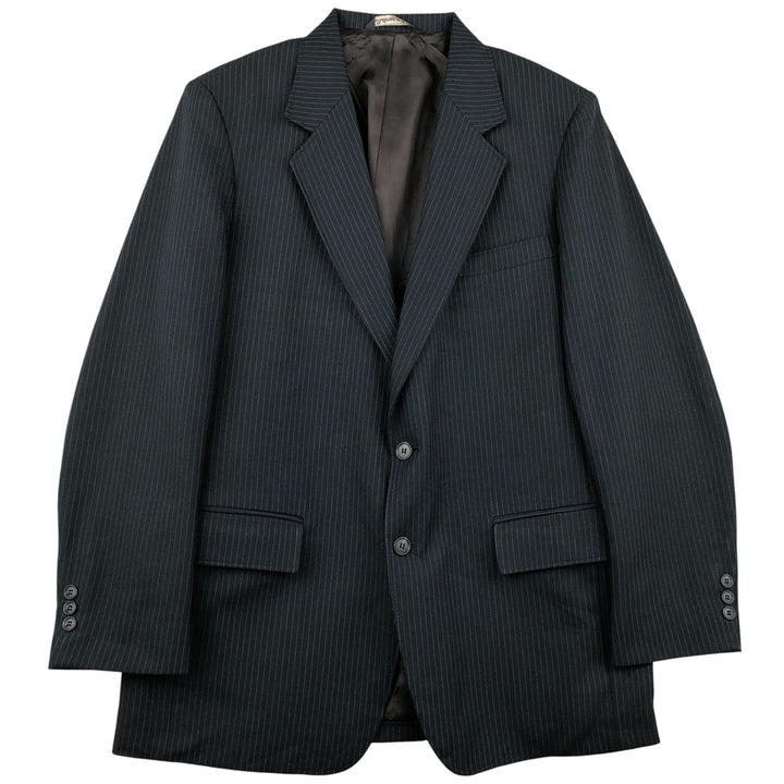 Classic Collection Stripe Pattern Tailored Jacket, Made in USA, Men's Size Medium polyester navy blue type Vintage Second Hand
