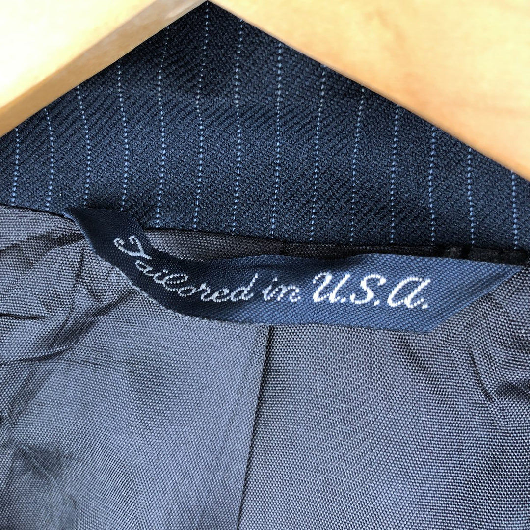 Classic Collection Stripe Pattern Tailored Jacket, Made in USA, Men's Size Medium polyester navy blue type Vintage Second Hand