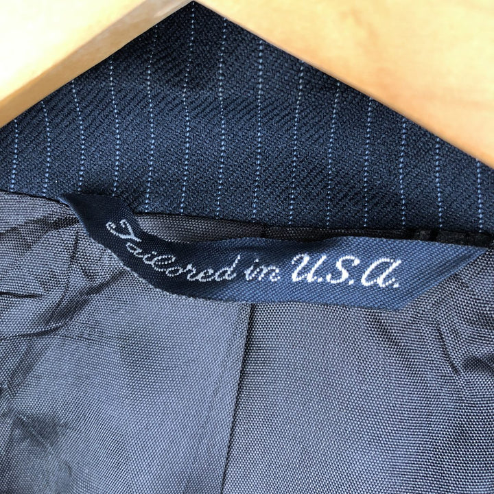 Classic Collection Stripe Pattern Tailored Jacket, Made in USA, Men's Size Medium polyester navy blue type Vintage Second Hand