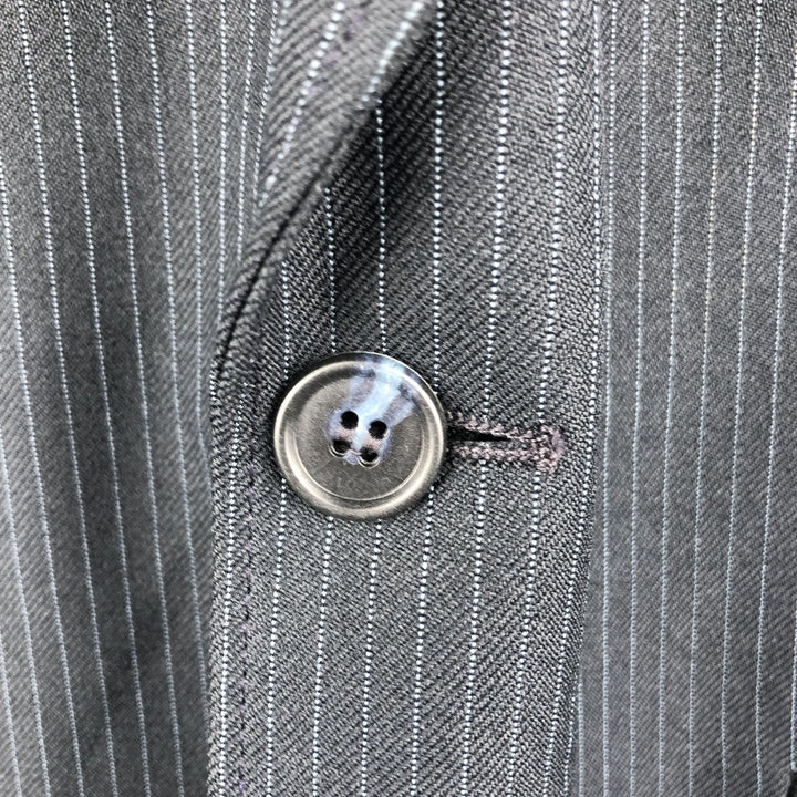 Classic Collection Stripe Pattern Tailored Jacket, Made in USA, Men's Size Medium polyester navy blue type Vintage Second Hand