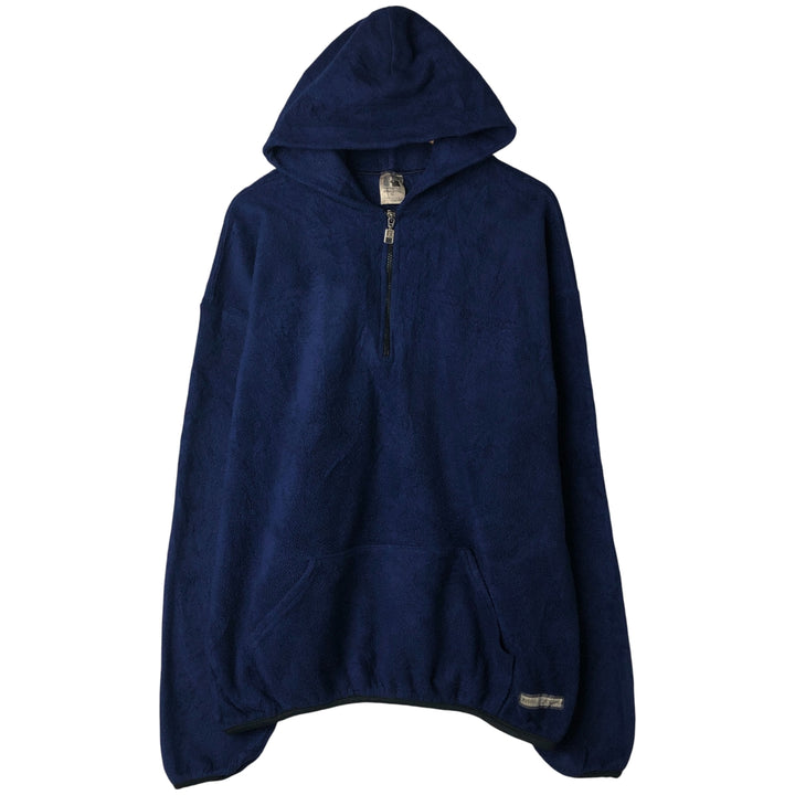 90'S Russell Half-Zip Fleece Pullover Hoodie, Made in USA, Men's XL, Vintage polyester navy blue type Vintage Second Hand
