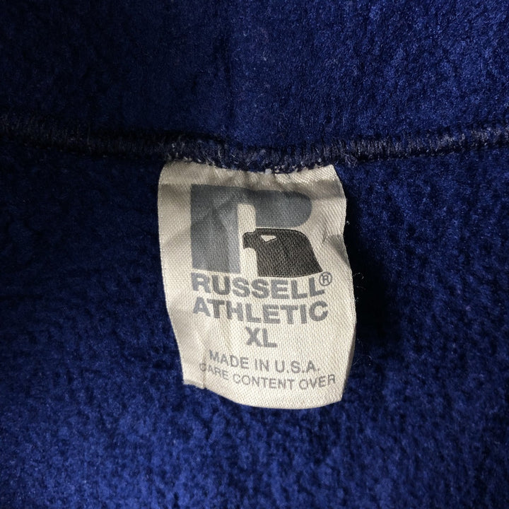 90'S Russell Half-Zip Fleece Pullover Hoodie, Made in USA, Men's XL, Vintage polyester navy blue type Vintage Second Hand