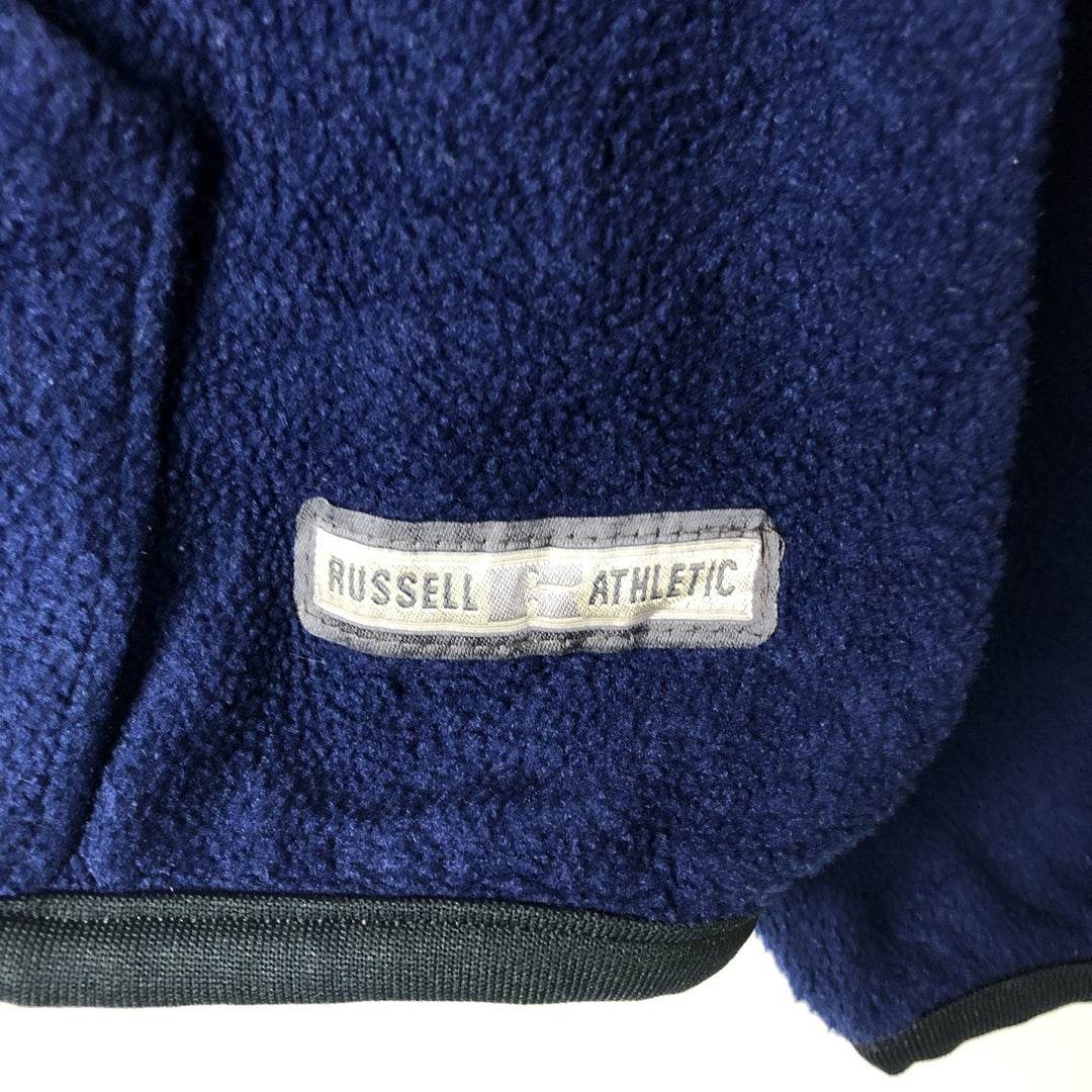90'S Russell Half-Zip Fleece Pullover Hoodie, Made in USA, Men's XL, Vintage polyester navy blue type Vintage Second Hand