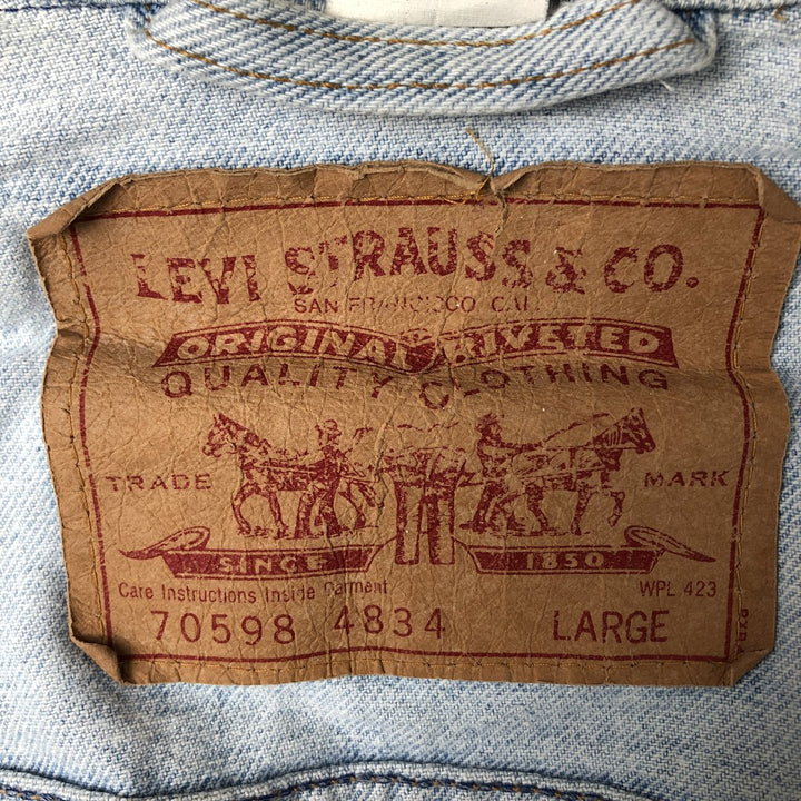 90'S Levi's 70598-4834 Denim Jacket, Men's Size L, Vintage cotton Blue type light blue Vintage Second Hand