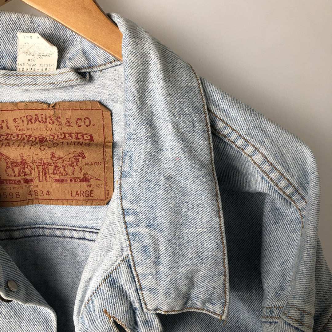 90'S Levi's 70598-4834 Denim Jacket, Men's Size L, Vintage cotton Blue type light blue Vintage Second Hand