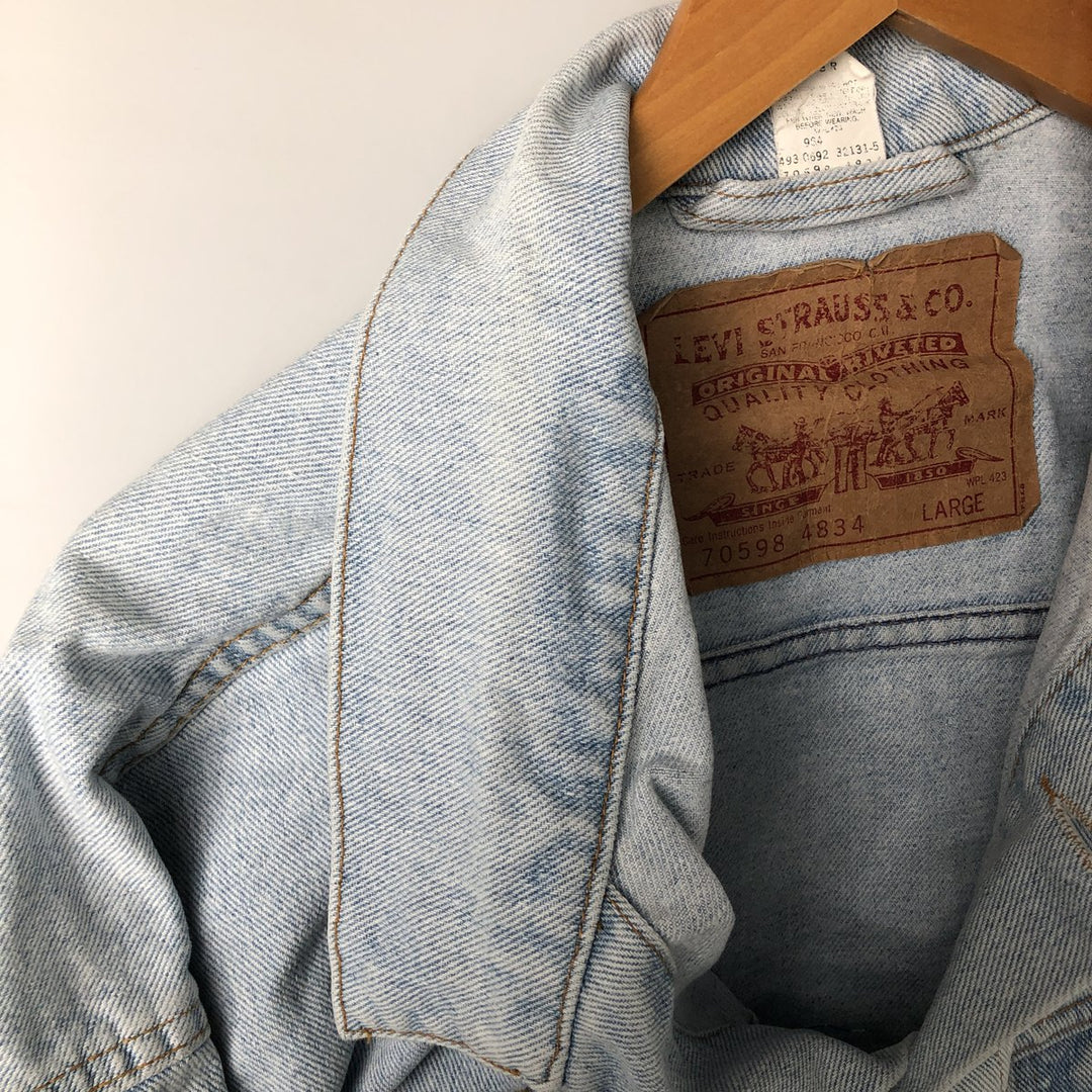 90'S Levi's 70598-4834 Denim Jacket, Men's Size L, Vintage cotton Blue type light blue Vintage Second Hand
