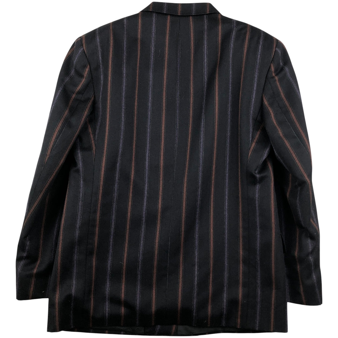 Sagar DESCH Striped Pattern Double-Breasted Peak Lapel Wool Tailored Jacket, Made in West Germany, Men's Size Medium wool black type Vintage Second Hand