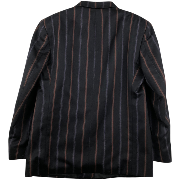 Sagar DESCH Striped Pattern Double-Breasted Peak Lapel Wool Tailored Jacket, Made in West Germany, Men's Size Medium wool black type Vintage Second Hand