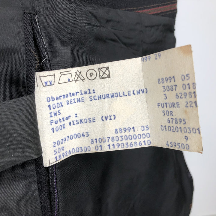 Sagar DESCH Striped Pattern Double-Breasted Peak Lapel Wool Tailored Jacket, Made in West Germany, Men's Size Medium wool black type Vintage Second Hand