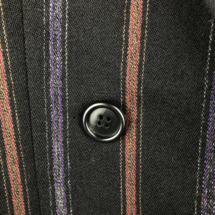 Sagar DESCH Striped Pattern Double-Breasted Peak Lapel Wool Tailored Jacket, Made in West Germany, Men's Size Medium wool black type Vintage Second Hand