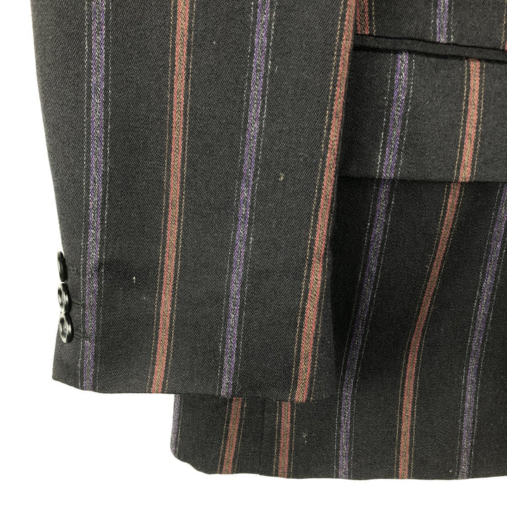 Sagar DESCH Striped Pattern Double-Breasted Peak Lapel Wool Tailored Jacket, Made in West Germany, Men's Size Medium wool black type Vintage Second Hand