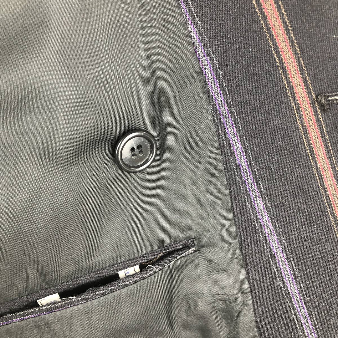 Sagar DESCH Striped Pattern Double-Breasted Peak Lapel Wool Tailored Jacket, Made in West Germany, Men's Size Medium wool black type Vintage Second Hand