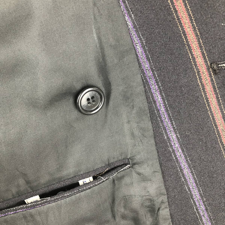 Sagar DESCH Striped Pattern Double-Breasted Peak Lapel Wool Tailored Jacket, Made in West Germany, Men's Size Medium wool black type Vintage Second Hand