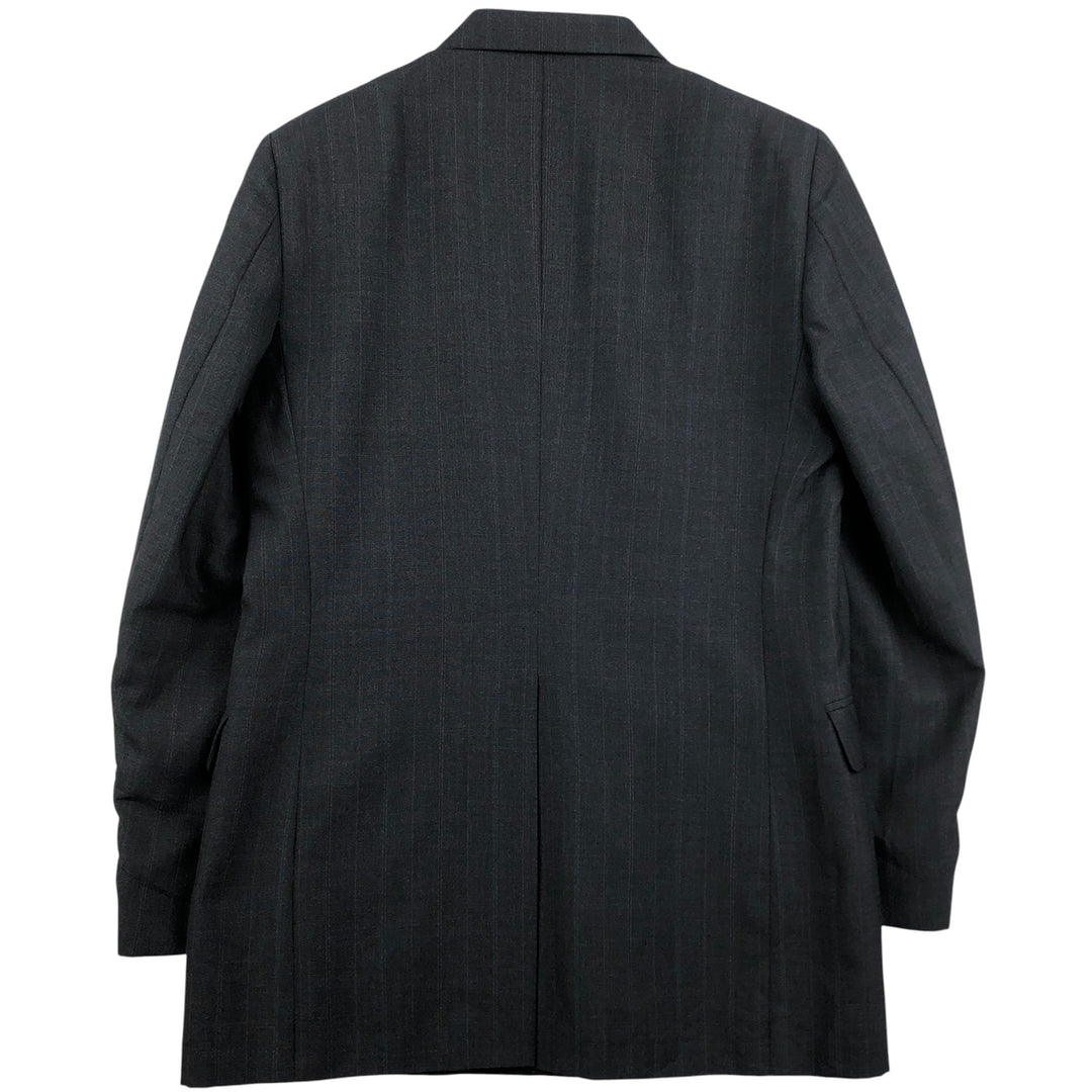 HAGGAR IMPERIAL Stripe Pattern Double-Breasted Peak Lapel Tailored Jacket, Made in USA, Men's Size Medium unclear black type Vintage Second Hand