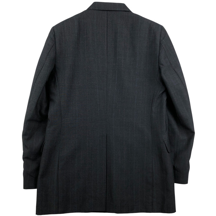 HAGGAR IMPERIAL Stripe Pattern Double-Breasted Peak Lapel Tailored Jacket, Made in USA, Men's Size Medium unclear black type Vintage Second Hand