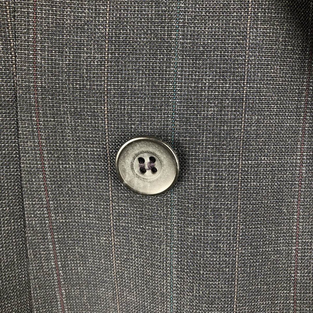 HAGGAR IMPERIAL Stripe Pattern Double-Breasted Peak Lapel Tailored Jacket, Made in USA, Men's Size Medium unclear black type Vintage Second Hand