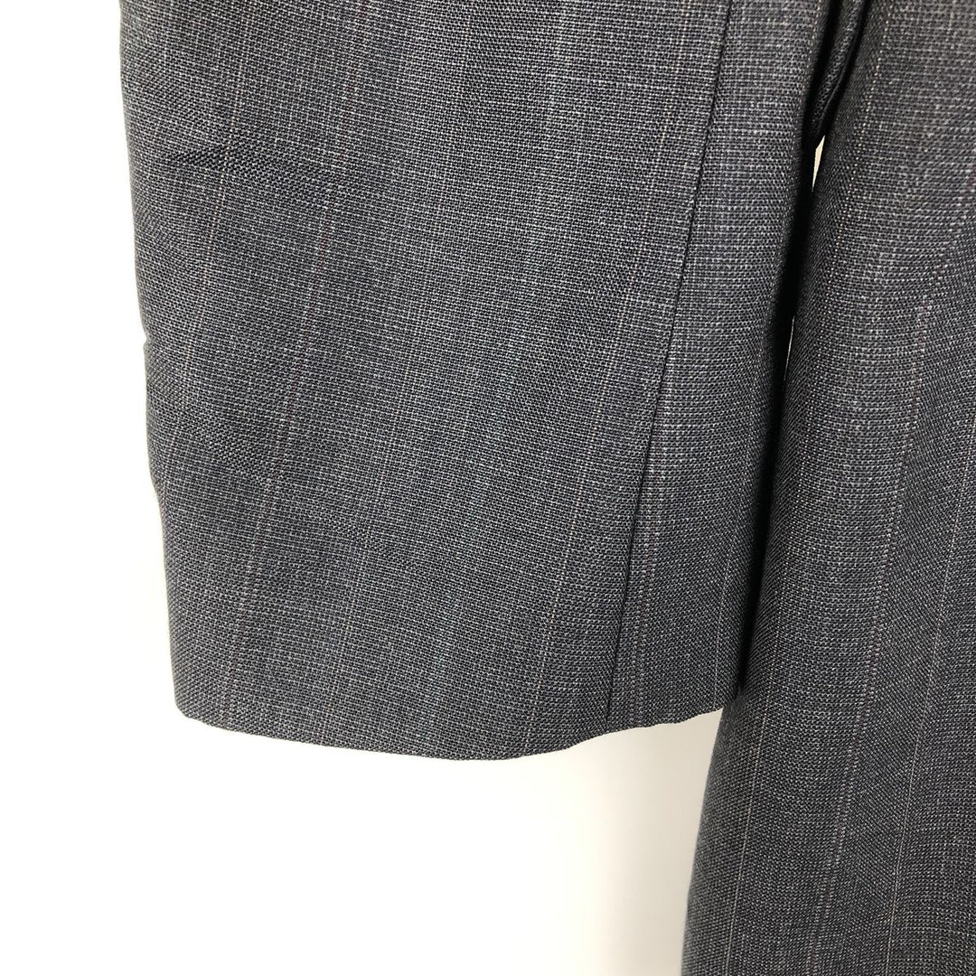 HAGGAR IMPERIAL Stripe Pattern Double-Breasted Peak Lapel Tailored Jacket, Made in USA, Men's Size Medium unclear black type Vintage Second Hand