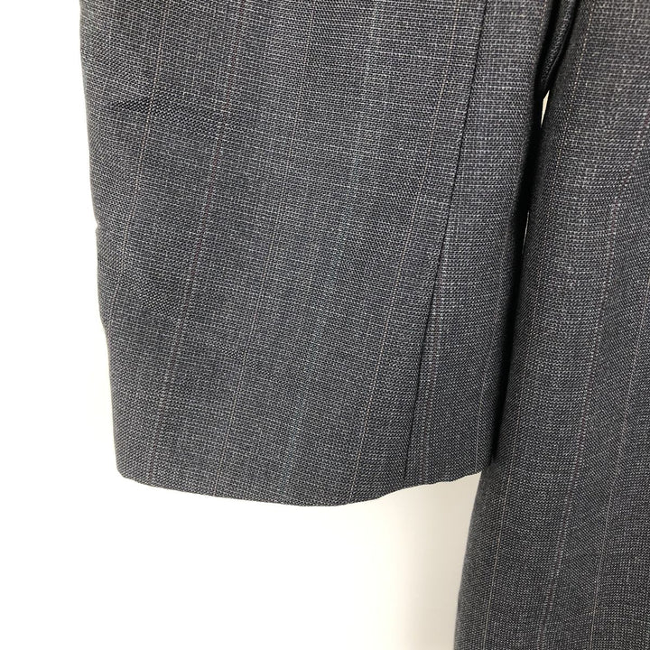 HAGGAR IMPERIAL Stripe Pattern Double-Breasted Peak Lapel Tailored Jacket, Made in USA, Men's Size Medium unclear black type Vintage Second Hand