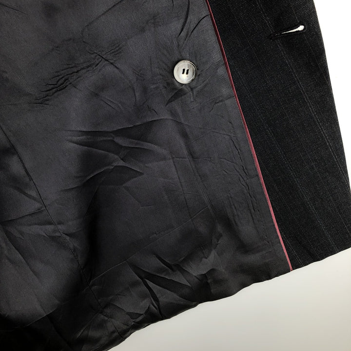 HAGGAR IMPERIAL Stripe Pattern Double-Breasted Peak Lapel Tailored Jacket, Made in USA, Men's Size Medium unclear black type Vintage Second Hand