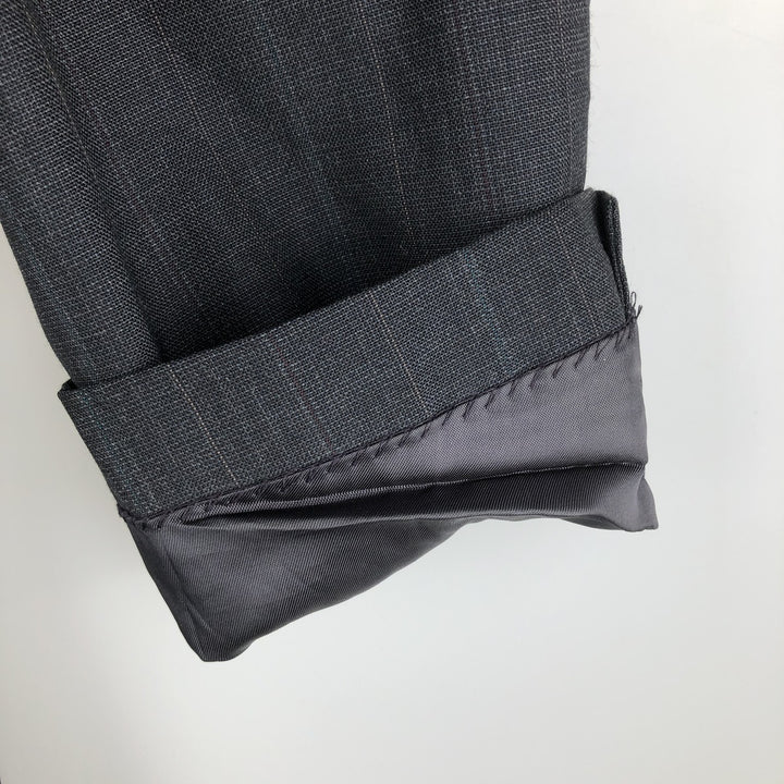 HAGGAR IMPERIAL Stripe Pattern Double-Breasted Peak Lapel Tailored Jacket, Made in USA, Men's Size Medium unclear black type Vintage Second Hand