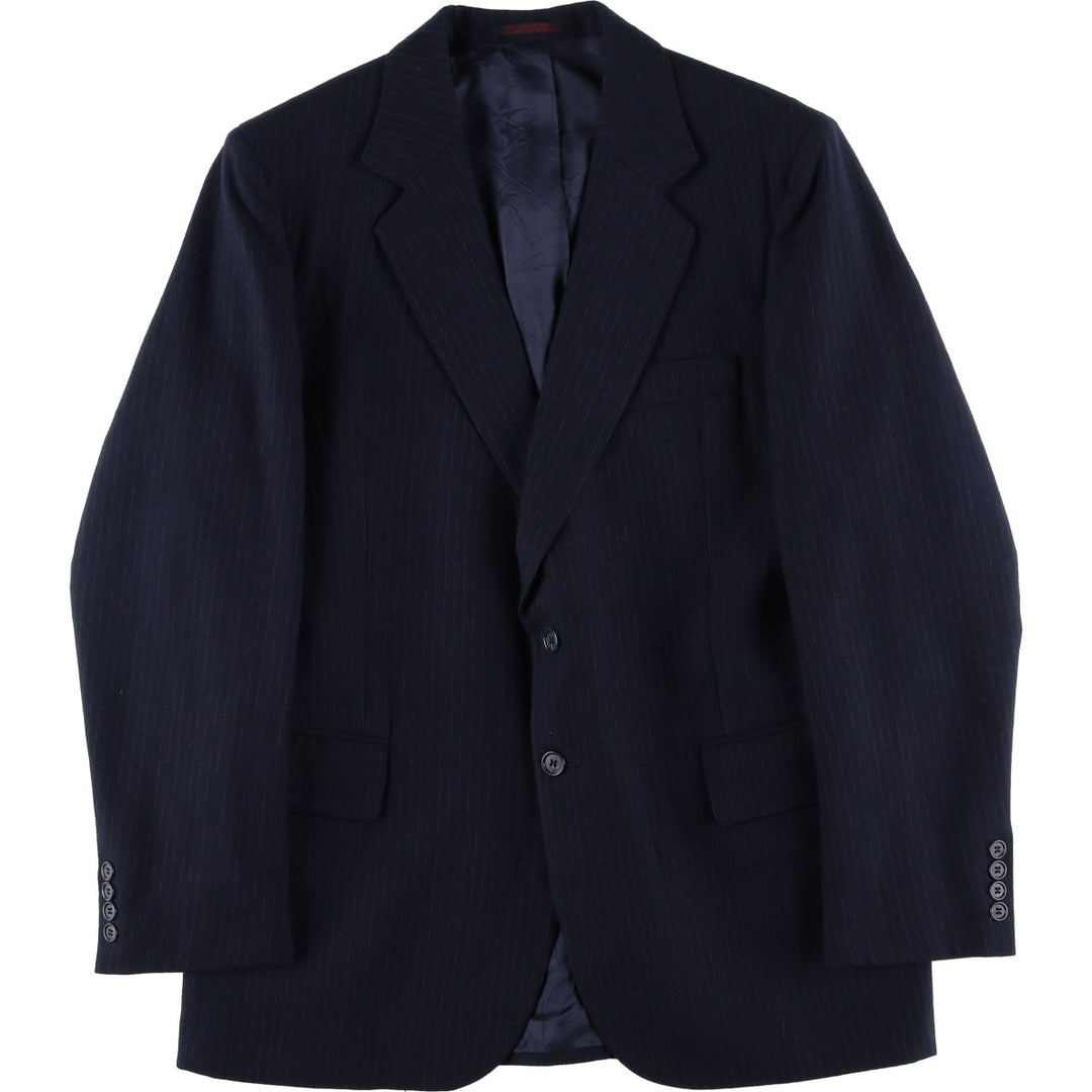 ENGLISH MANOR Striped Pattern Wool Tailored Jacket, Men's Size M wool navy blue type Vintage Second Hand