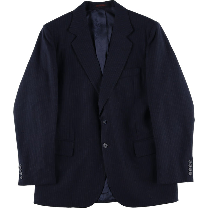 ENGLISH MANOR Striped Pattern Wool Tailored Jacket, Men's Size M wool navy blue type Vintage Second Hand