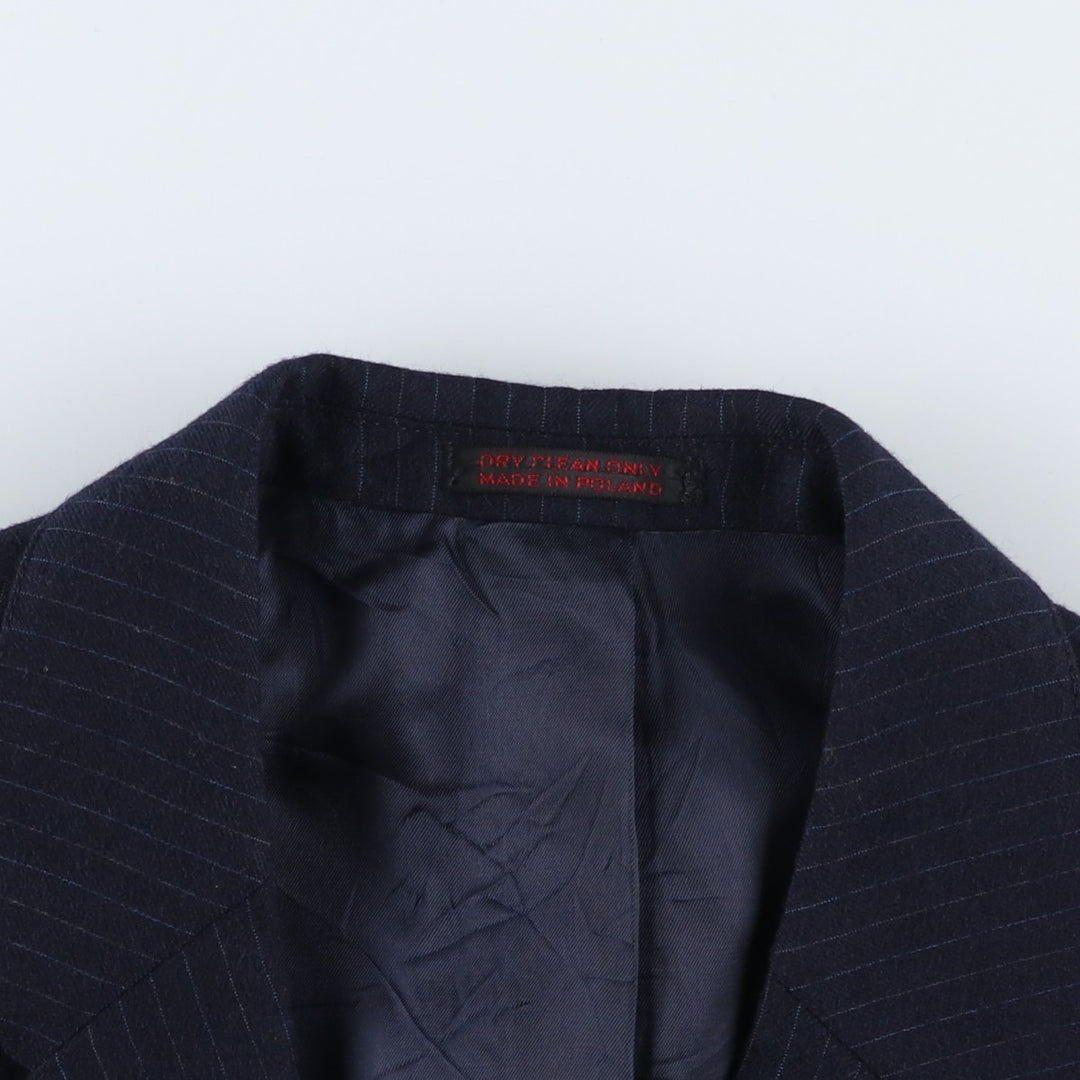 ENGLISH MANOR Striped Pattern Wool Tailored Jacket, Men's Size M wool navy blue type Vintage Second Hand