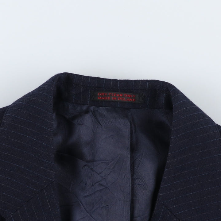 ENGLISH MANOR Striped Pattern Wool Tailored Jacket, Men's Size M wool navy blue type Vintage Second Hand