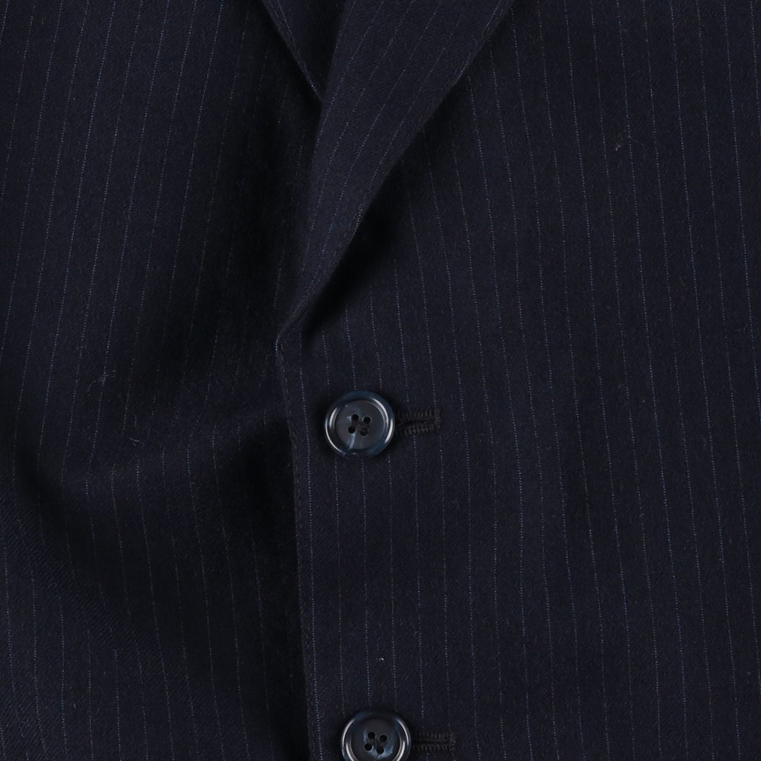 ENGLISH MANOR Striped Pattern Wool Tailored Jacket, Men's Size M wool navy blue type Vintage Second Hand