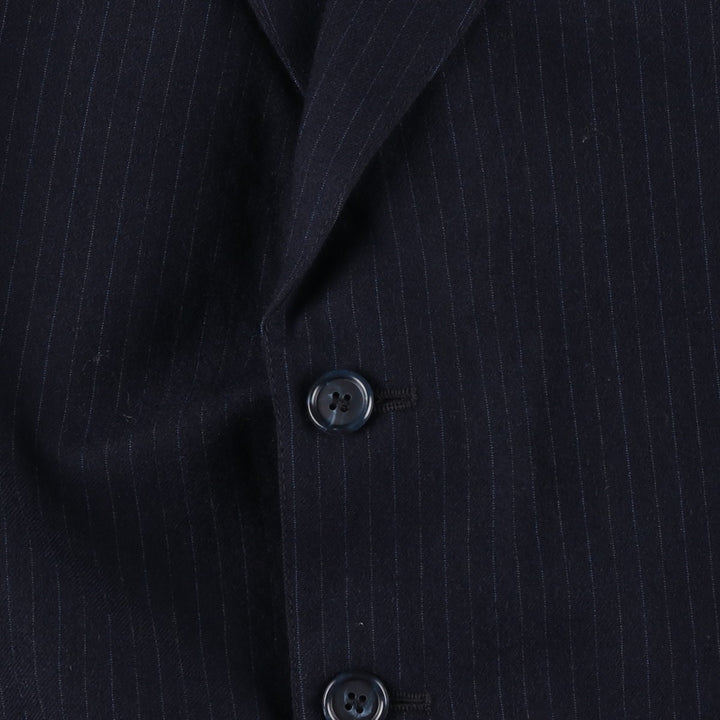 ENGLISH MANOR Striped Pattern Wool Tailored Jacket, Men's Size M wool navy blue type Vintage Second Hand