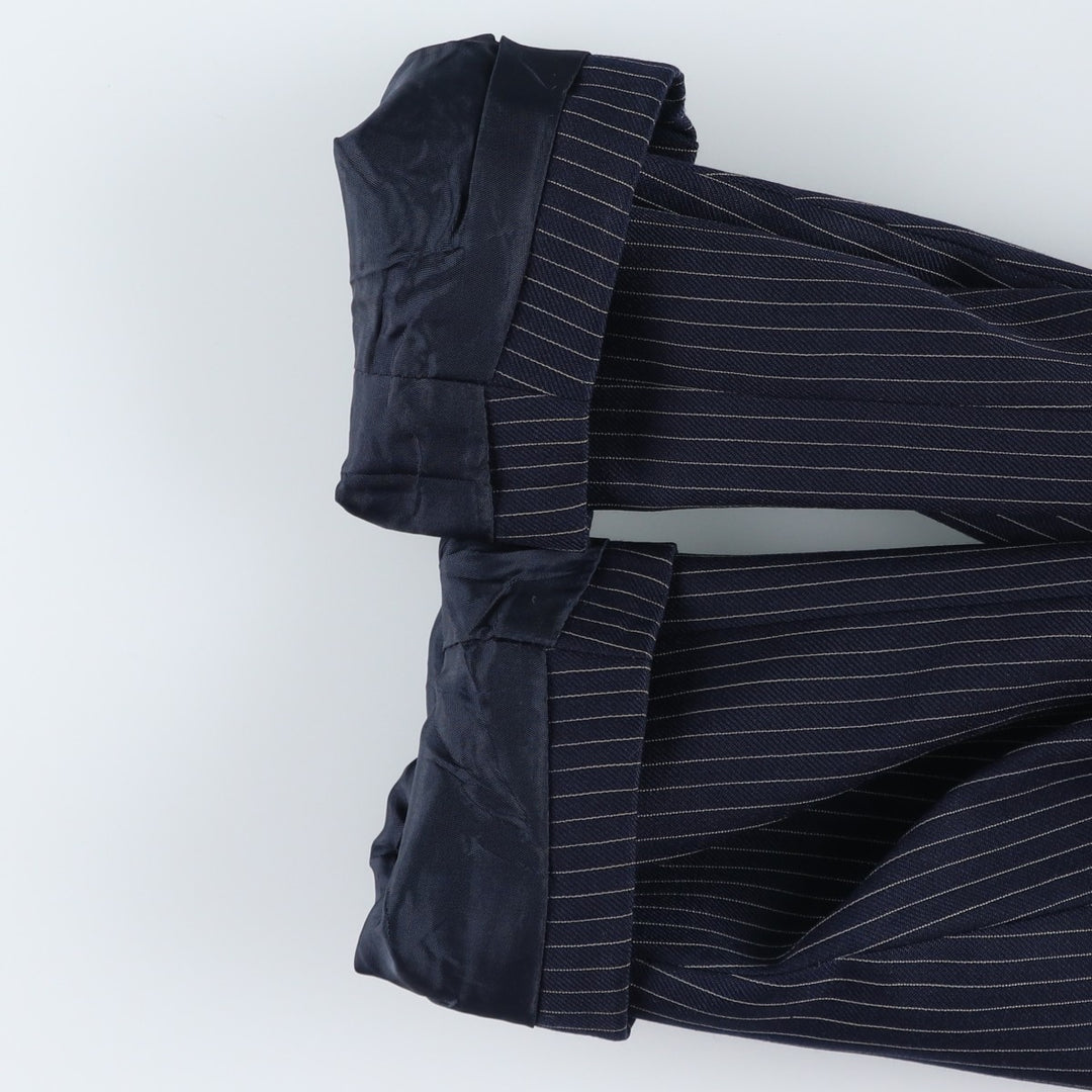 The Label Stripe Pattern Double-Breasted Peak Lapel Wool Tailored Jacket, Made in the UK, Men's Size Medium wool navy blue type Vintage Second Hand