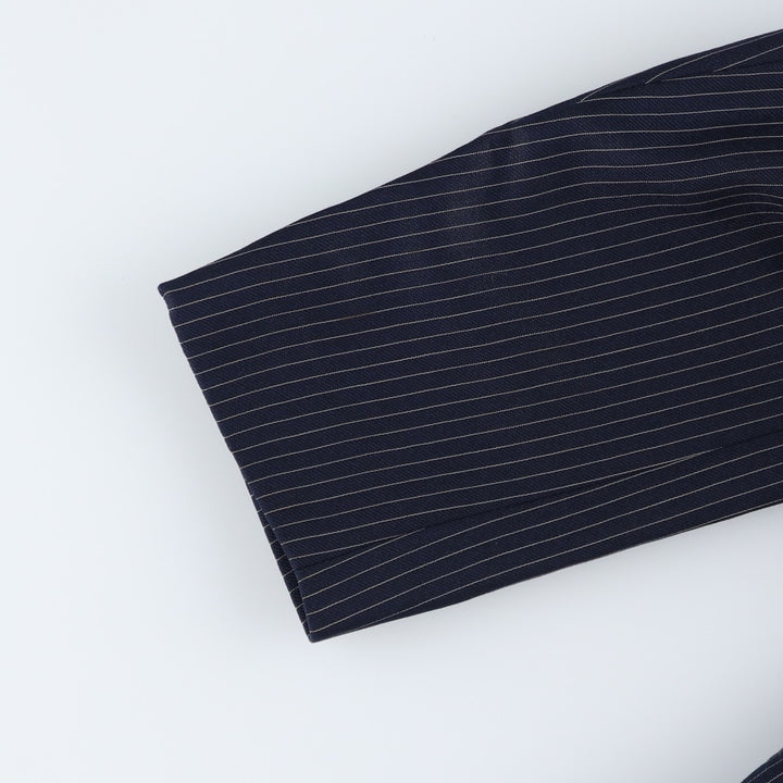 The Label Stripe Pattern Double-Breasted Peak Lapel Wool Tailored Jacket, Made in the UK, Men's Size Medium wool navy blue type Vintage Second Hand