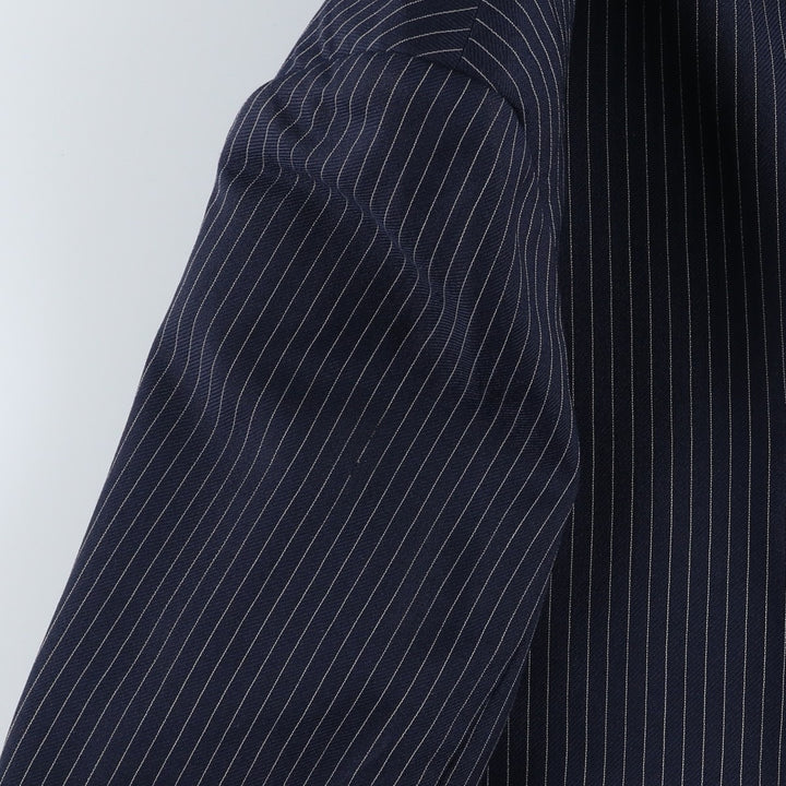 The Label Stripe Pattern Double-Breasted Peak Lapel Wool Tailored Jacket, Made in the UK, Men's Size Medium wool navy blue type Vintage Second Hand