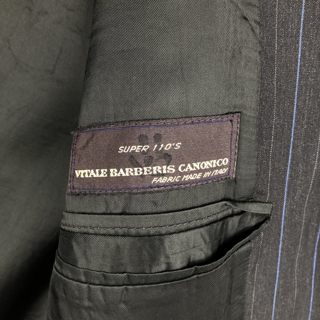 BARBERINI VITALE BARBERIS CANONICO Striped Pattern Tailored Jacket, Made in Italy, Men's Size M Viscose black type Vintage Second Hand