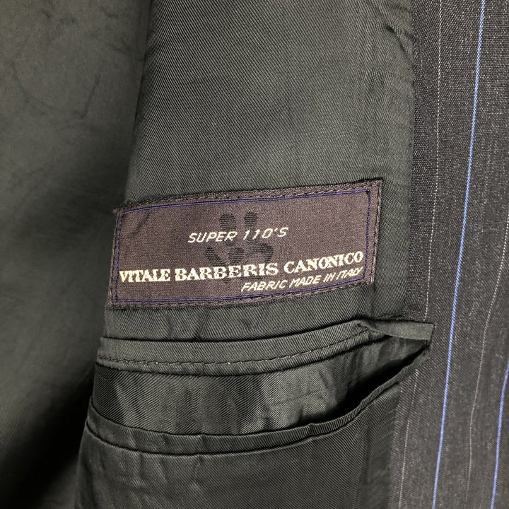 BARBERINI VITALE BARBERIS CANONICO Striped Pattern Tailored Jacket, Made in Italy, Men's Size M Viscose black type Vintage Second Hand