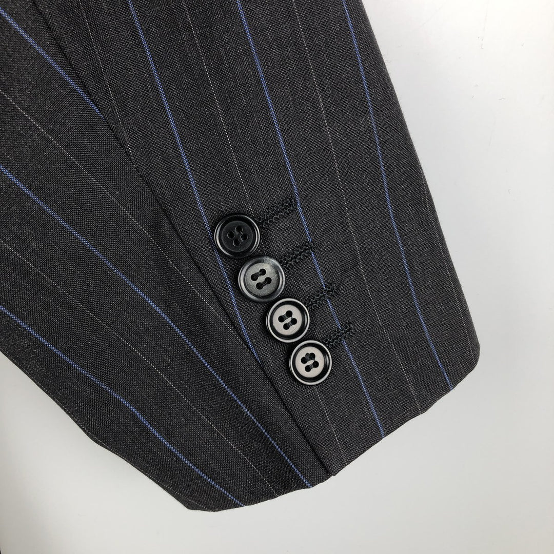 BARBERINI VITALE BARBERIS CANONICO Striped Pattern Tailored Jacket, Made in Italy, Men's Size M Viscose black type Vintage Second Hand