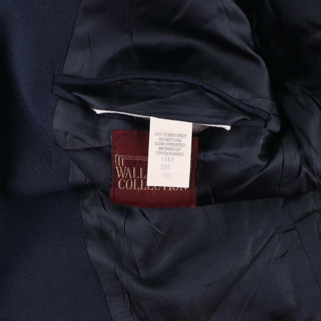 WALL STREET COLLECTION Navy Blazer, Tailored Jacket, Made in USA, Men's Size Medium unclear navy blue type Vintage Second Hand