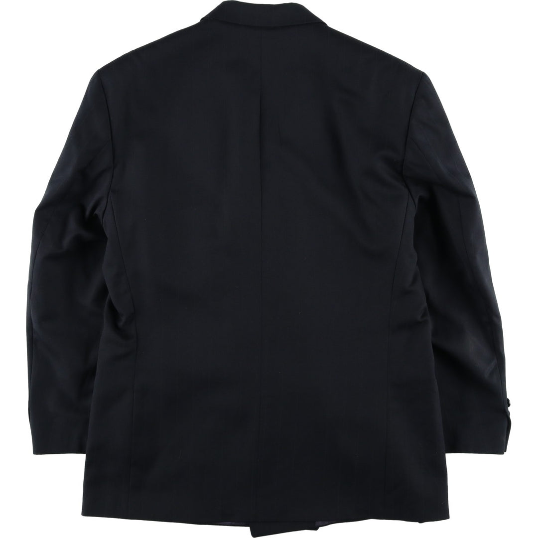 FRANCO TASSI Striped Pattern Double-Breasted Peak Lapel Wool Tailored Jacket, Made in Canada, Men's Size Medium wool black type Vintage Second Hand
