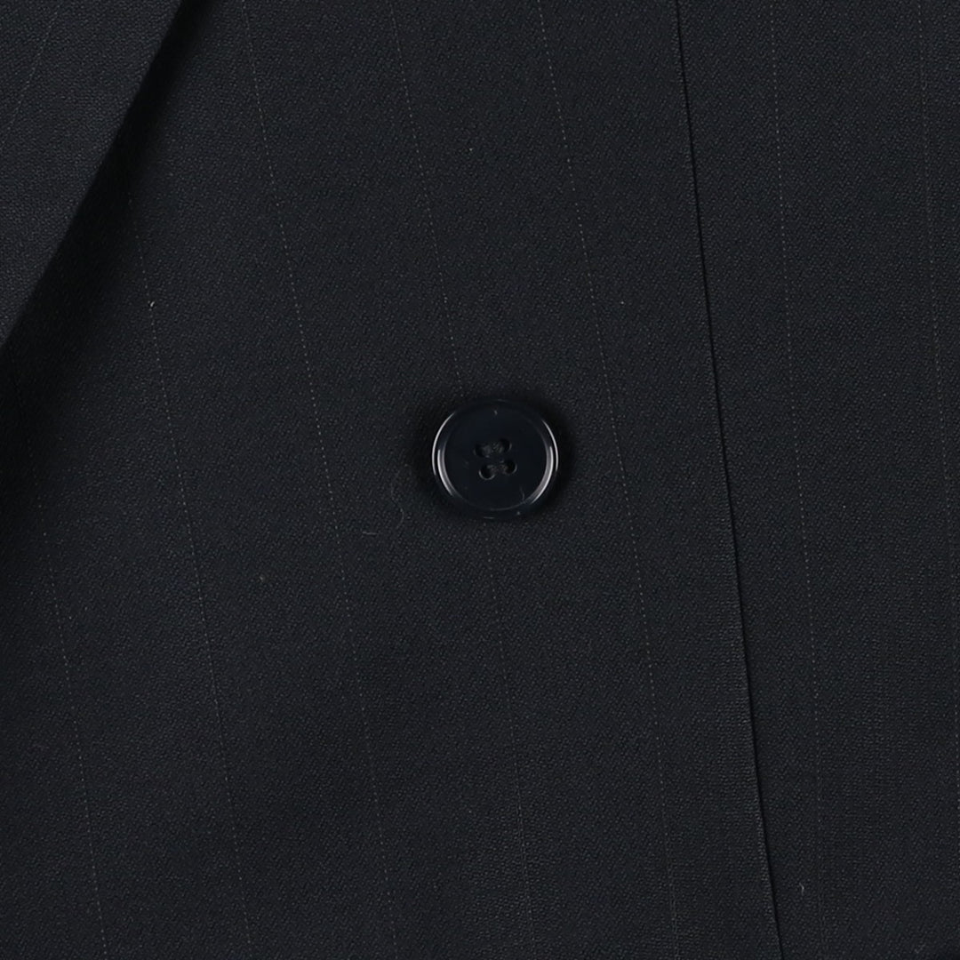 FRANCO TASSI Striped Pattern Double-Breasted Peak Lapel Wool Tailored Jacket, Made in Canada, Men's Size Medium wool black type Vintage Second Hand