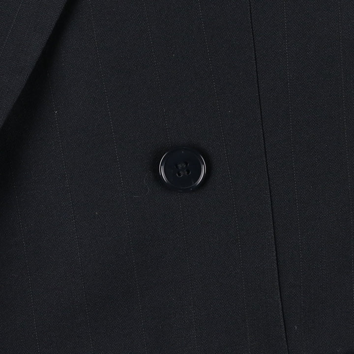 FRANCO TASSI Striped Pattern Double-Breasted Peak Lapel Wool Tailored Jacket, Made in Canada, Men's Size Medium wool black type Vintage Second Hand