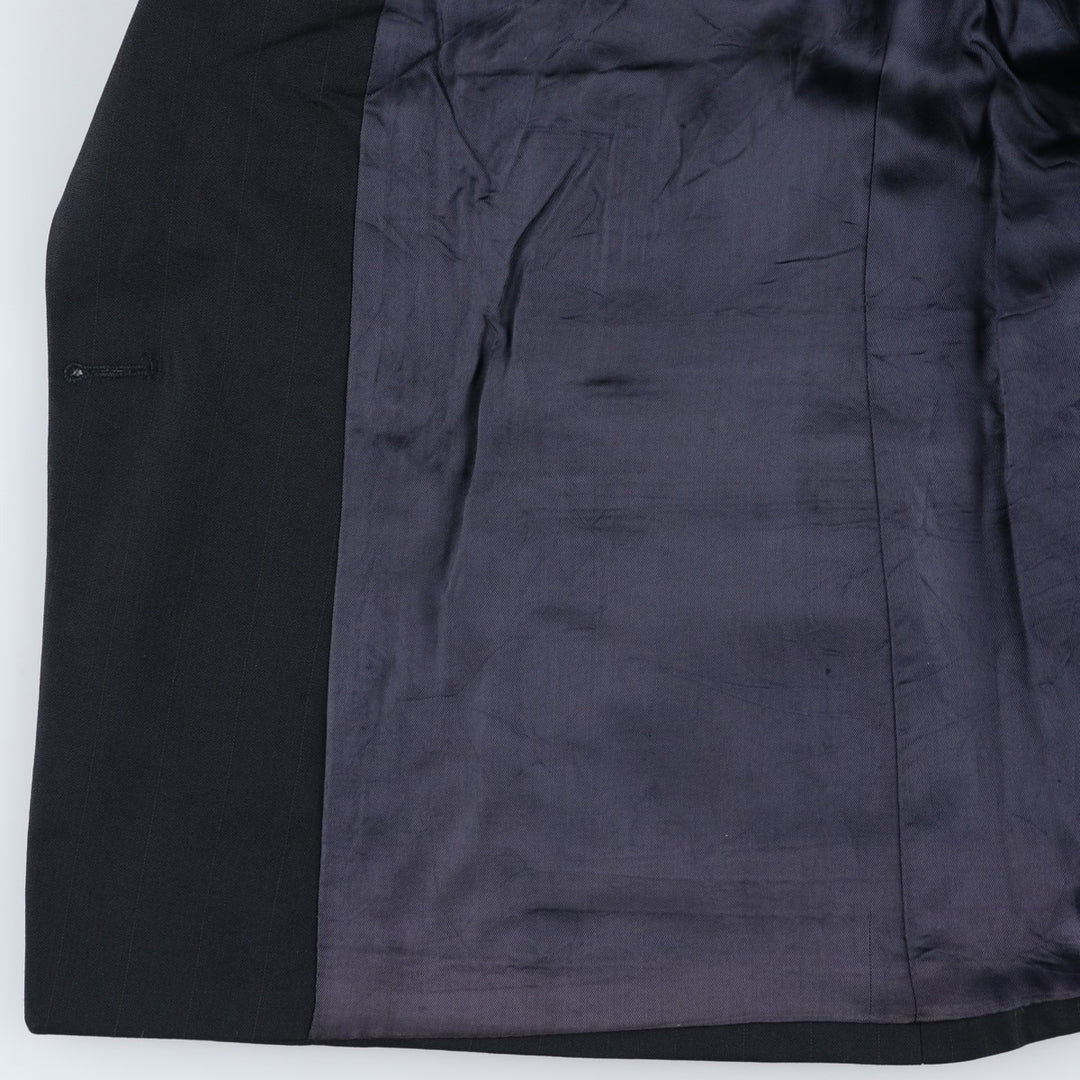 FRANCO TASSI Striped Pattern Double-Breasted Peak Lapel Wool Tailored Jacket, Made in Canada, Men's Size Medium wool black type Vintage Second Hand