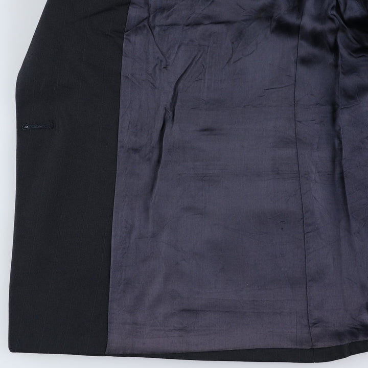 FRANCO TASSI Striped Pattern Double-Breasted Peak Lapel Wool Tailored Jacket, Made in Canada, Men's Size Medium wool black type Vintage Second Hand