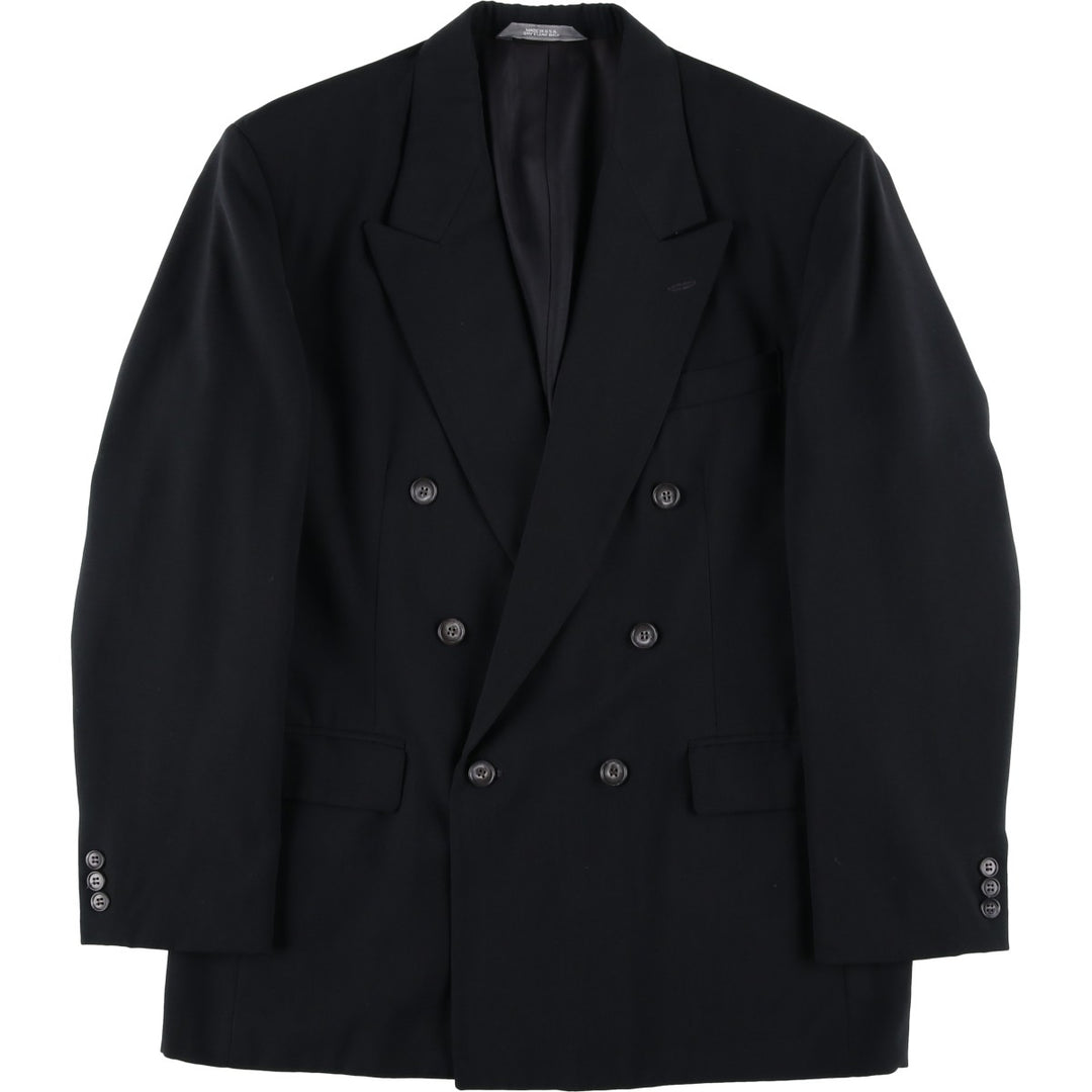 EXECUTIVE COLLECTION Double-Breasted Peak Lapel Tailored Jacket, Made in USA, Men's Size M unclear black type Vintage Second Hand