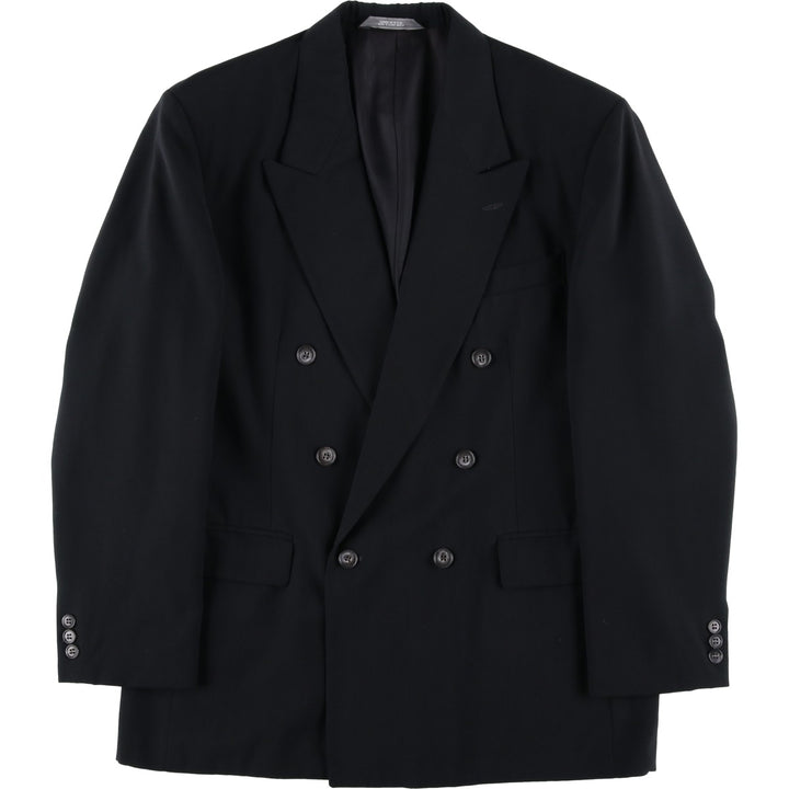 EXECUTIVE COLLECTION Double-Breasted Peak Lapel Tailored Jacket, Made in USA, Men's Size M unclear black type Vintage Second Hand